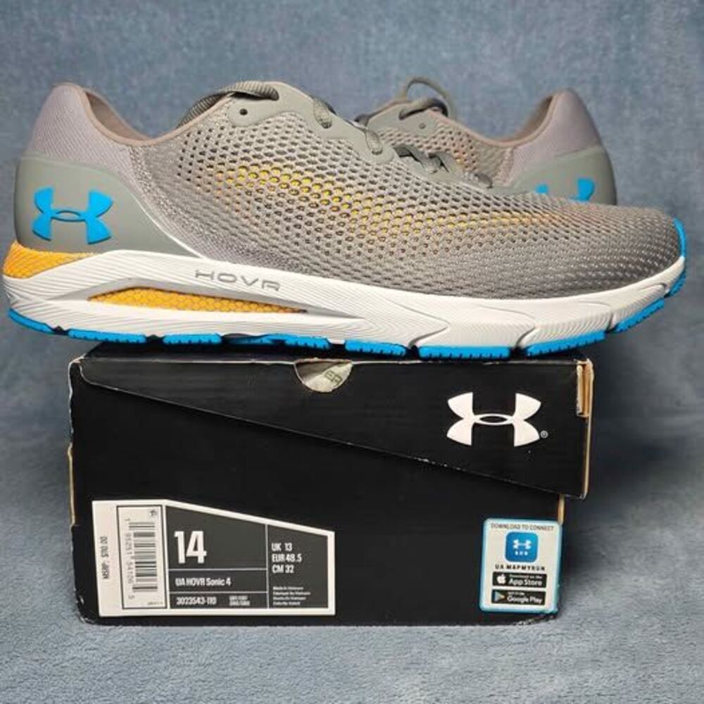 Under Armour HOVR Sonic 4 Running Shoes Men's Size 14 Grey Blue Orange